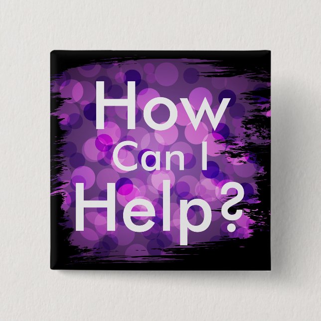 Purple Bokeh Lights Brushstroke Square Button (Front)