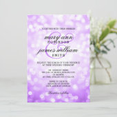 Purple Bokeh Lights Elegant Wedding Invitation (Standing Front)