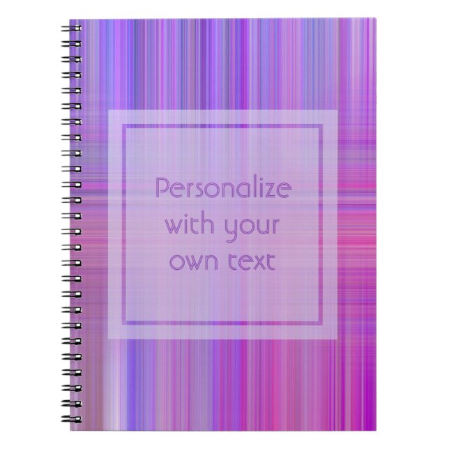 Purple Bokeh Plaid Custom Text Notebook (Front)