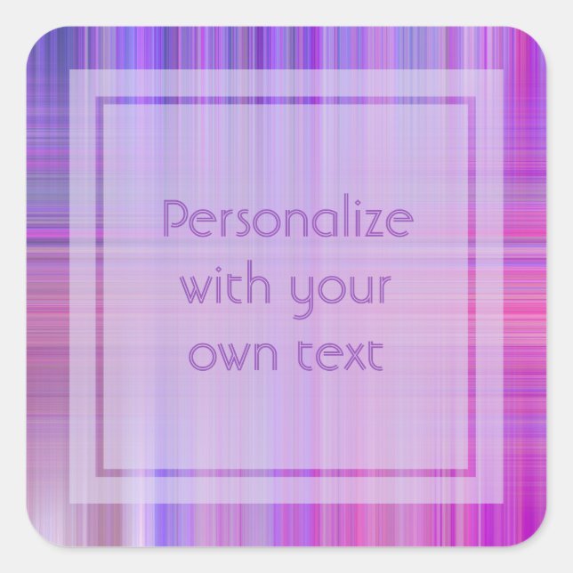 Purple Bokeh Plaid Custom Text Square Sticker (Front)
