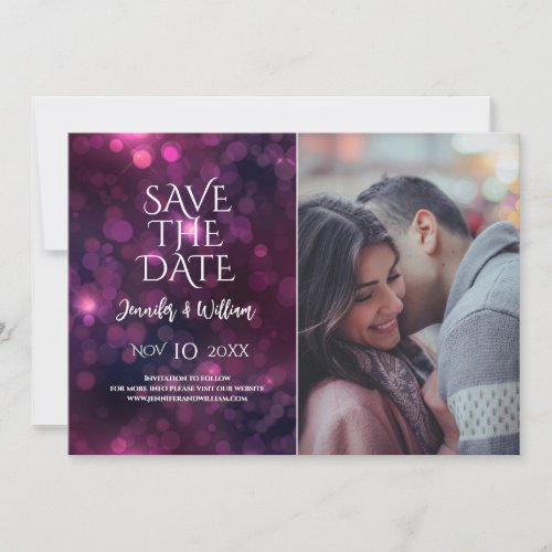 Purple Bokeh Sparkle Design Wedding Save The Date