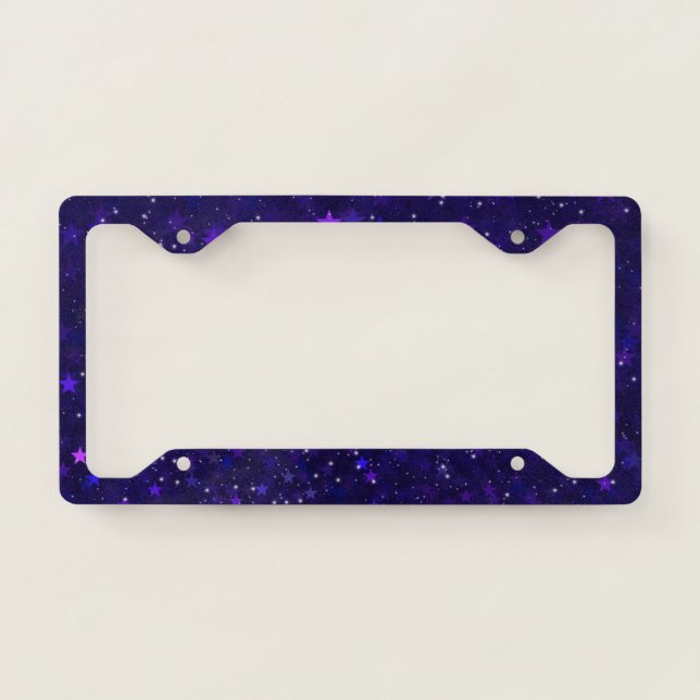 Purple Bokeh Stars License Plate Frame (Front)