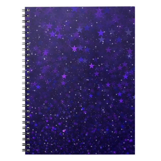 Purple Bokeh Stars Notebook (Front)