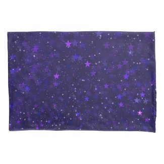 Purple Bokeh Stars Pillow Case