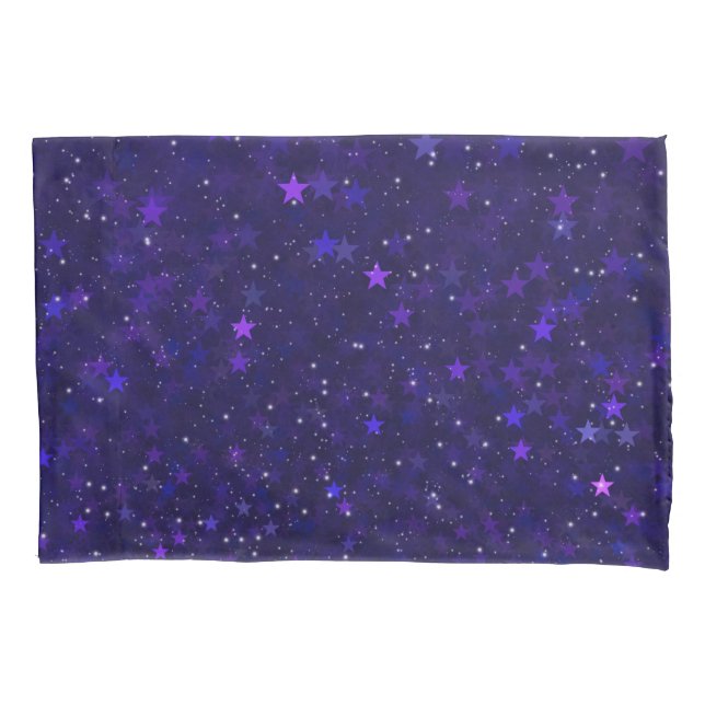 Purple Bokeh Stars Pillow Case (Front)
