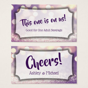 Purple Bokeh Wedding & Event Drink Tickets