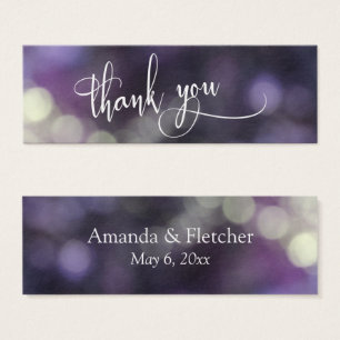 Purple Bokeh Wedding Thank You Favor Tag Card