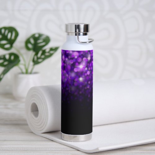 Purple Bokehs Sparkles Beautiful Water Bottle