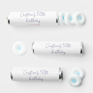 purple bold 50 birthday anniversary add name date breath savers® mints