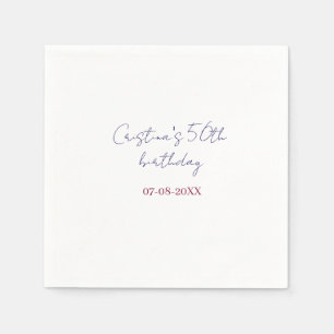 purple bold 50 birthday anniversary add name date napkins
