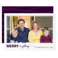 Purple Bold and Script Merry Everything Photo Card