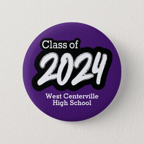 Purple Bold Brush Class of 2024 Button