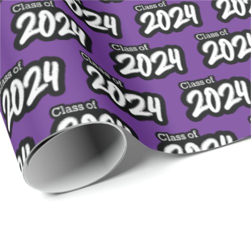 Purple Bold Brush Class of 2024 Wrapping Paper