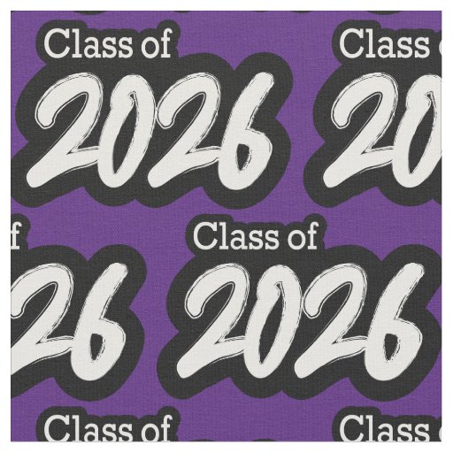 Purple Bold Brush Class of 2026 Fabric