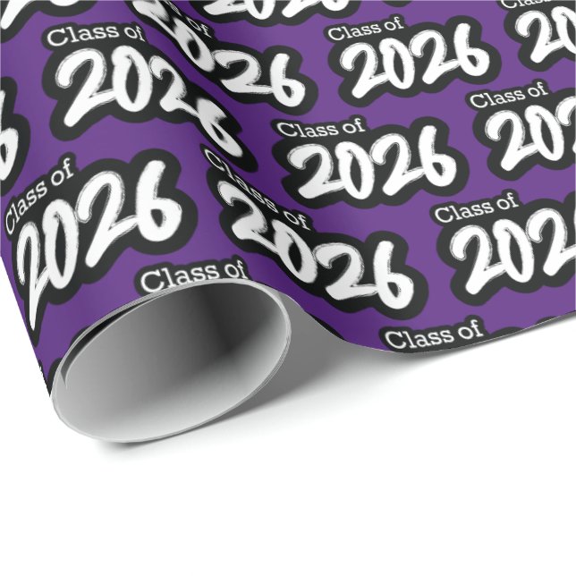 Purple Bold Brush Class of 2026 Wrapping Paper (Roll Corner)