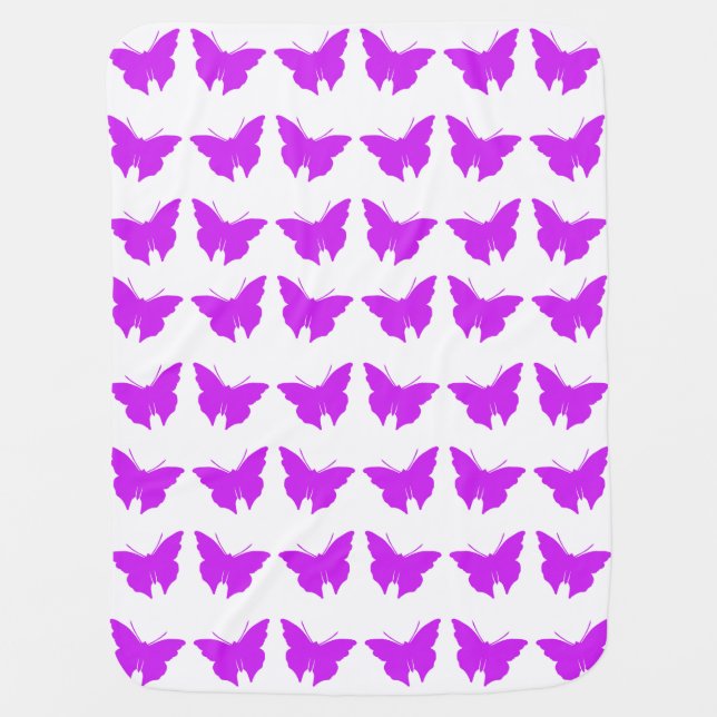 Purple Bold Butterflies Stroller Blanket (Front)