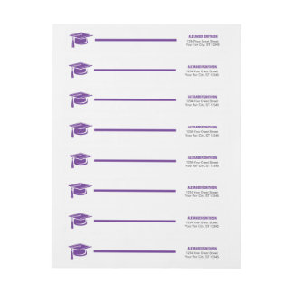 Purple Bold Cap Graduation Wrap Around Label