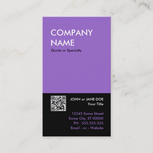 purple bold design your own QR code Business Card