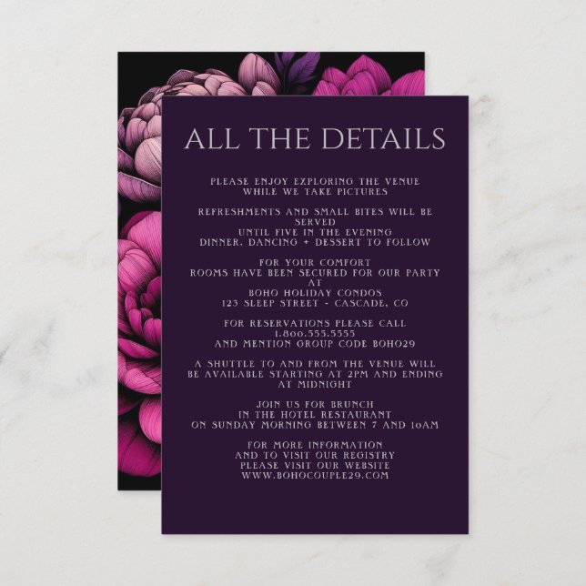 Purple Bold Floral Enclosure Card (Front/Back)