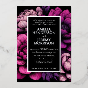 Purple Bold Floral Foil Invitation