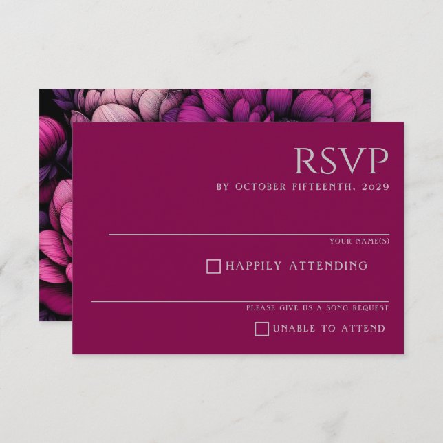 Purple Bold Floral RSVP Card (Front/Back)