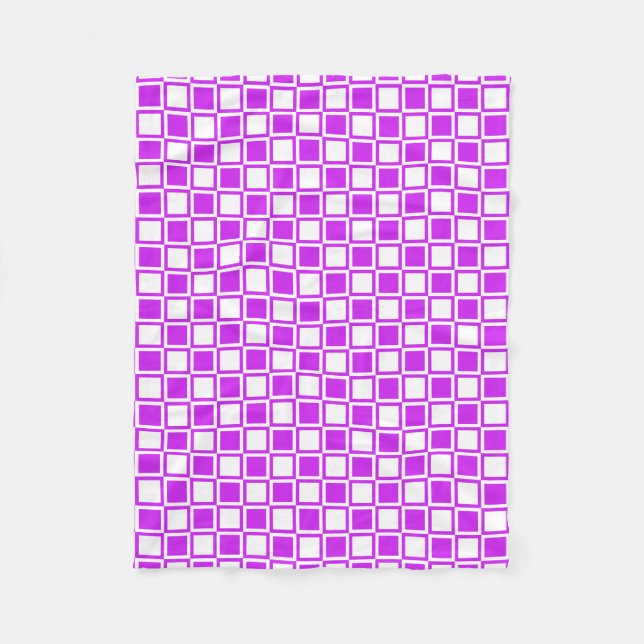 Purple Bold Mod Squares Fleece Blanket (Front)