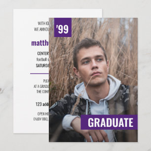 Purple Bold & Modern Photo Graduation Invitation