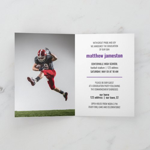 Purple Bold  Modern Photo Graduation Invitation