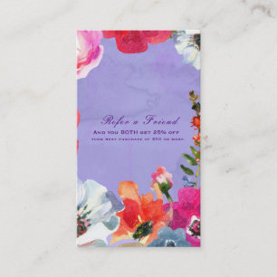 Purple Bold Painted Floral Pop Chic Refer a Friend Referral Card