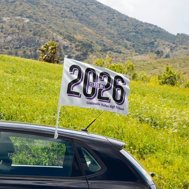 Purple Bold Shadowed Numbers Class of 2026 Car Flag (Creator Uploaded)