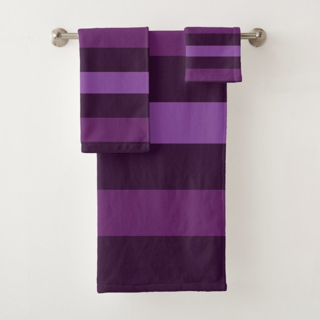 Purple Bold Stripes Bath Towel Set (Insitu)