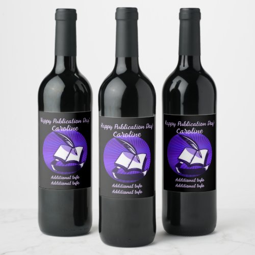 Purple Book And Quill Wine Label