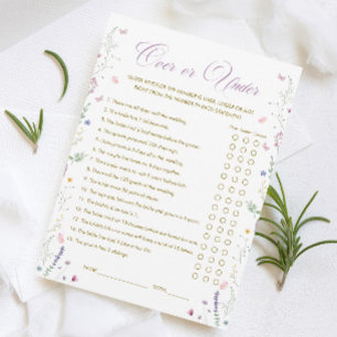 Purple Book Bridal Shower Over or Under Game Card