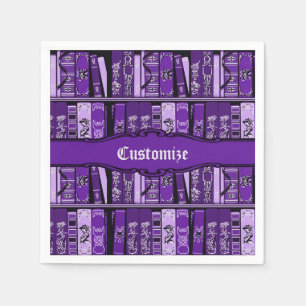 Purple Book Shelves Vintage Books Napkins