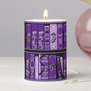 Purple Book Shelves Vintage Books Pillar Candle