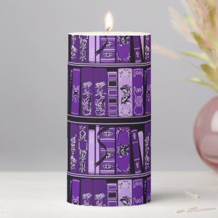 Purple Book Shelves Vintage Books Pillar Candle