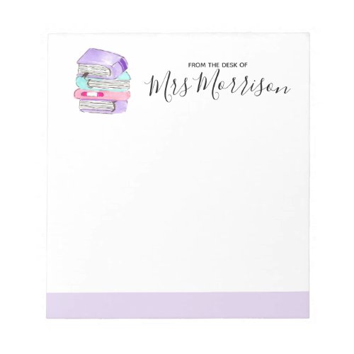 Purple book teacher gift note pad
