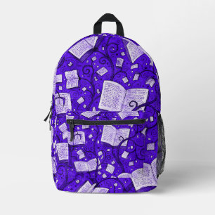 Purple Books Background Printed Backpack