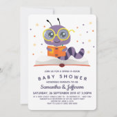 Purple Bookworm Book Baby Shower Invitation (Front)