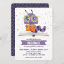 Purple Bookworm Book Birthday Party Invitation