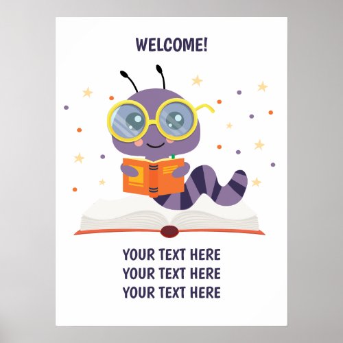 Purple Bookworm Theme Poster