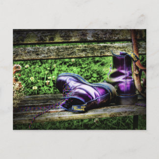 Purple Boots art postcard