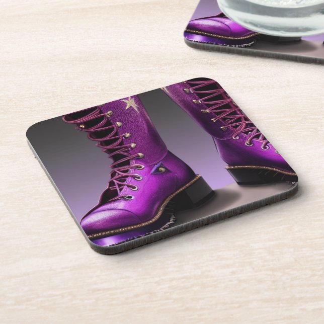 Purple Boots Beverage Coaster (Left Side)