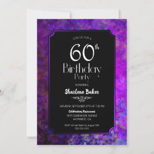 Purple Border 60th Birthday Party Invitation