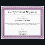 Purple Border Certificate of Baptism<br><div class="desc">Purple Border Certificate of Baptism</div>