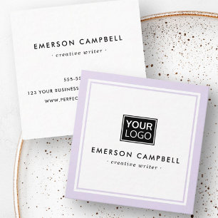 Purple border custom logo elegant minimalist square business card