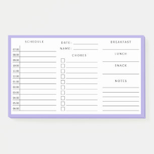 Purple Border Daily Home School Schedule Post-it Notes