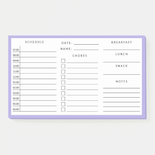Purple Border Daily Home School Schedule Post_it Notes