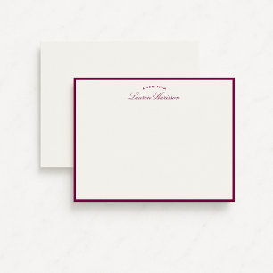 Purple Border Elegant Modern Stationery Note Card
