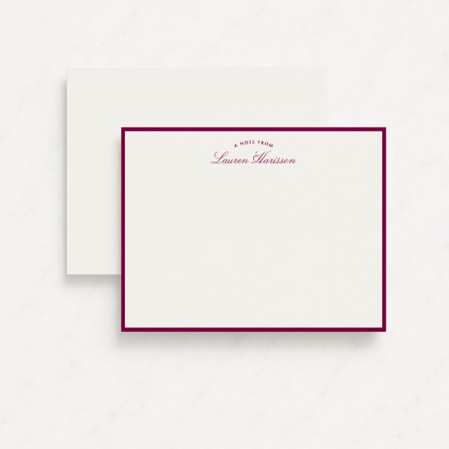 Purple Border Elegant Modern Stationery Note Card (Creator Uploaded)